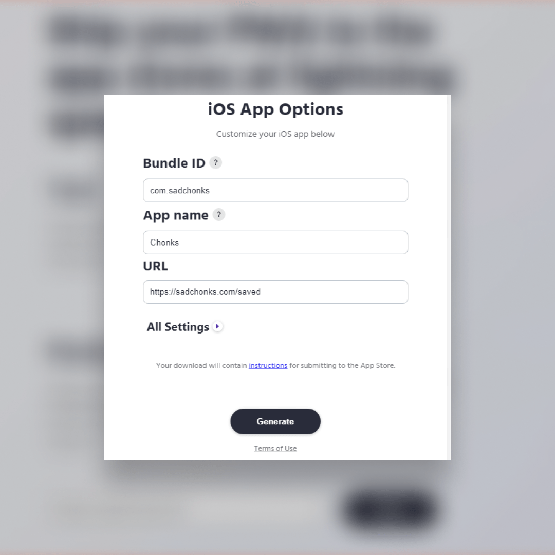 Step 4 to Upload PWA on App Store